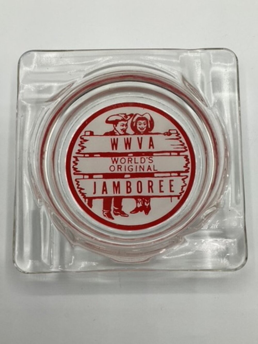 VTG Glass Ashtray WWVA Worlds Original‎ Jamboree Country Western Radio Station